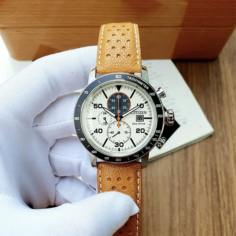 Citizen Brycen Eco-Drive Chronograph Brown Leather Men's Watch- CA0641-32X